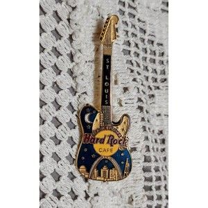 New Hard Rock Cafe ST LOUIS Gateway Arch w/Gold City Skyline Blue Guitar Pin